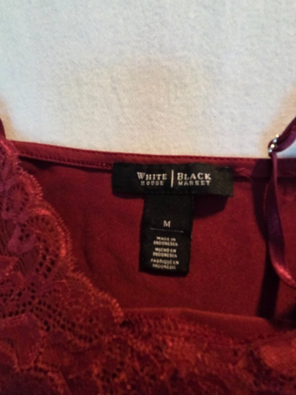 White House Black Market Dark Red Stretch Lace Cami - Picture 3 of 9